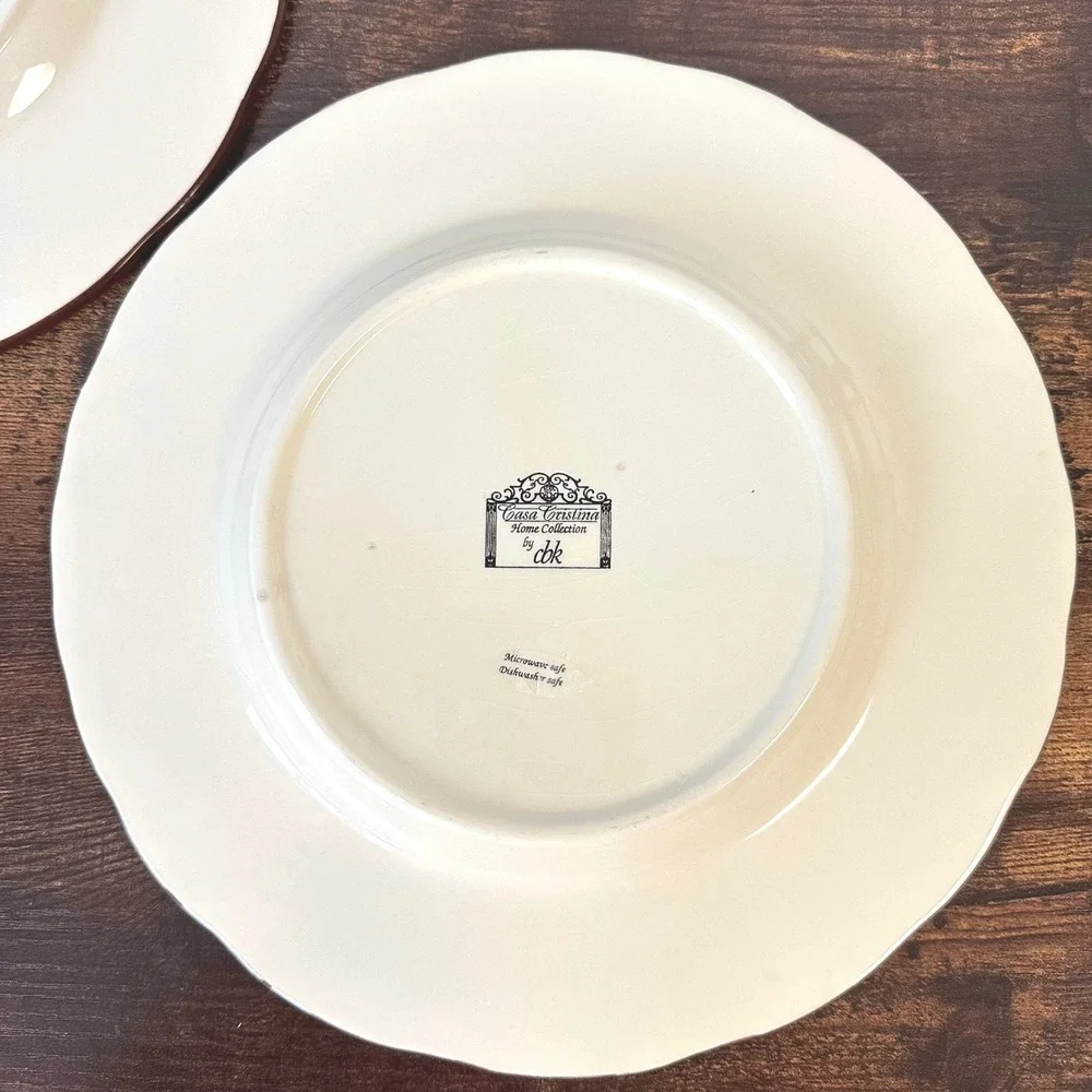 Casa Cristina Home Collection by CBK Floral Ceramic Dinner Plates Set of 2 Mixed